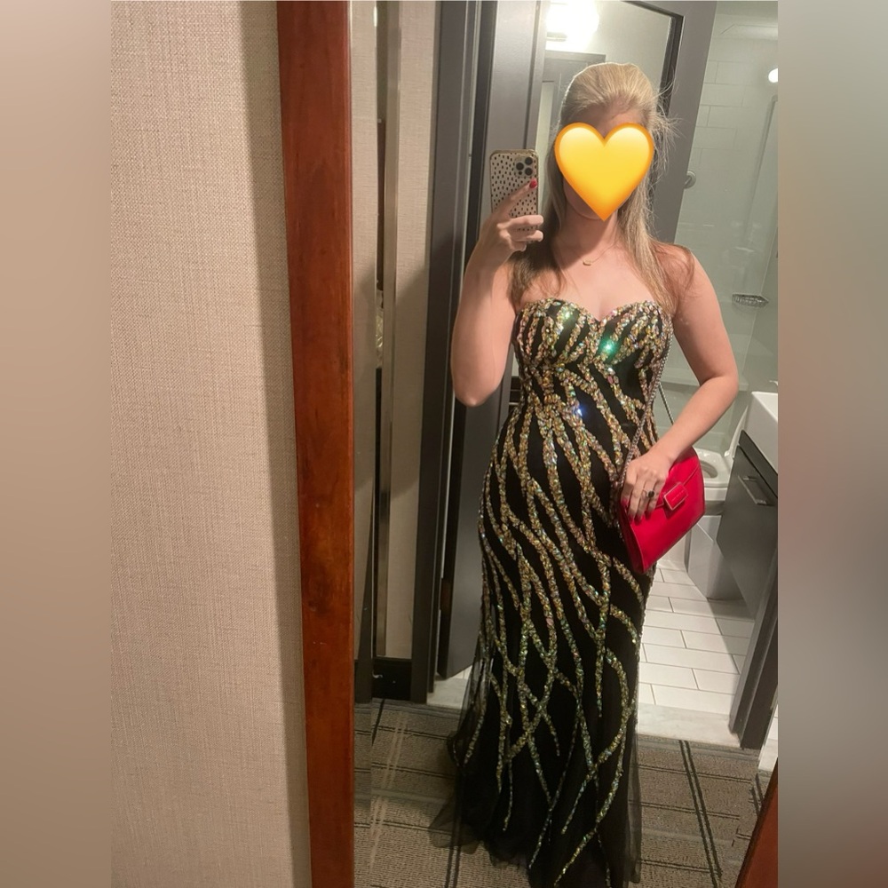 Jasz Couture Black & Gold Formal Gown